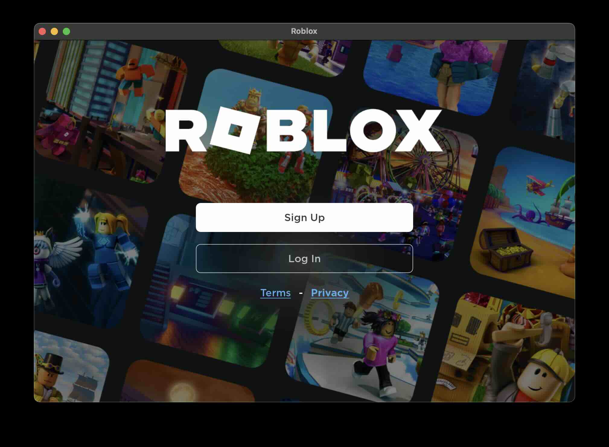Roblox Game Sign Up Page on Mac